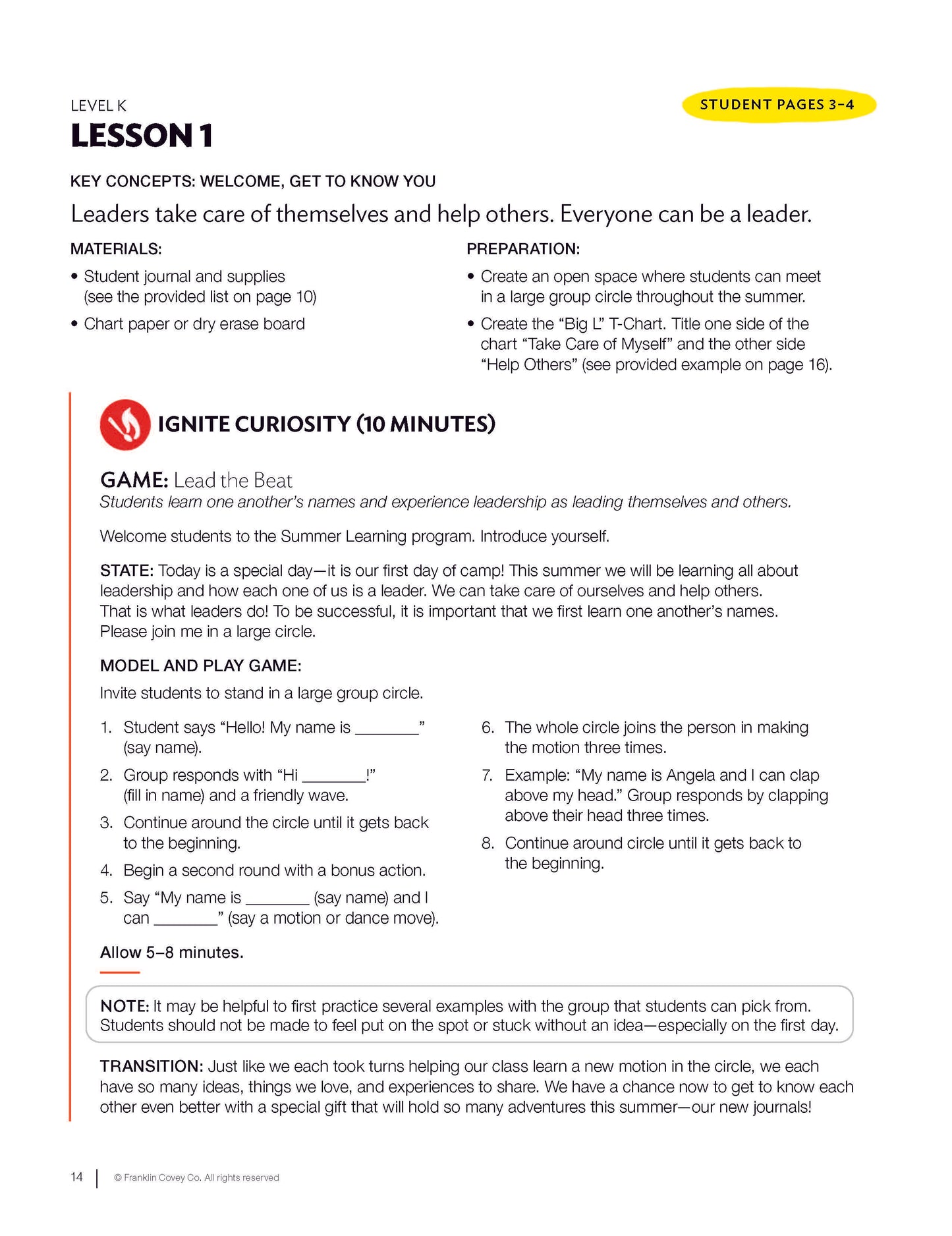 7 Habits Imagination Series Level K: Educator Guide (NEW)