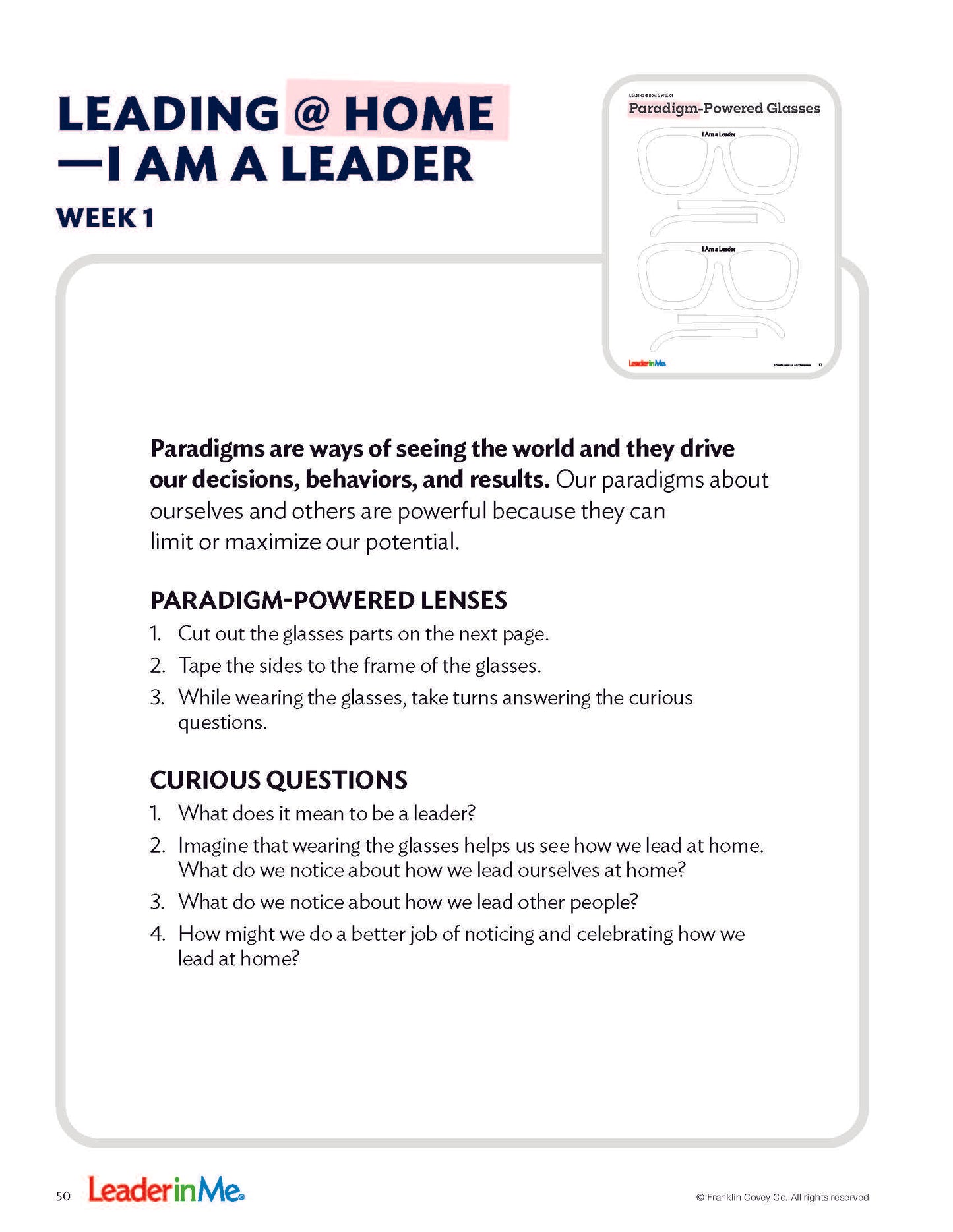 Early Learning I Am a Leader: Student/Family Edition