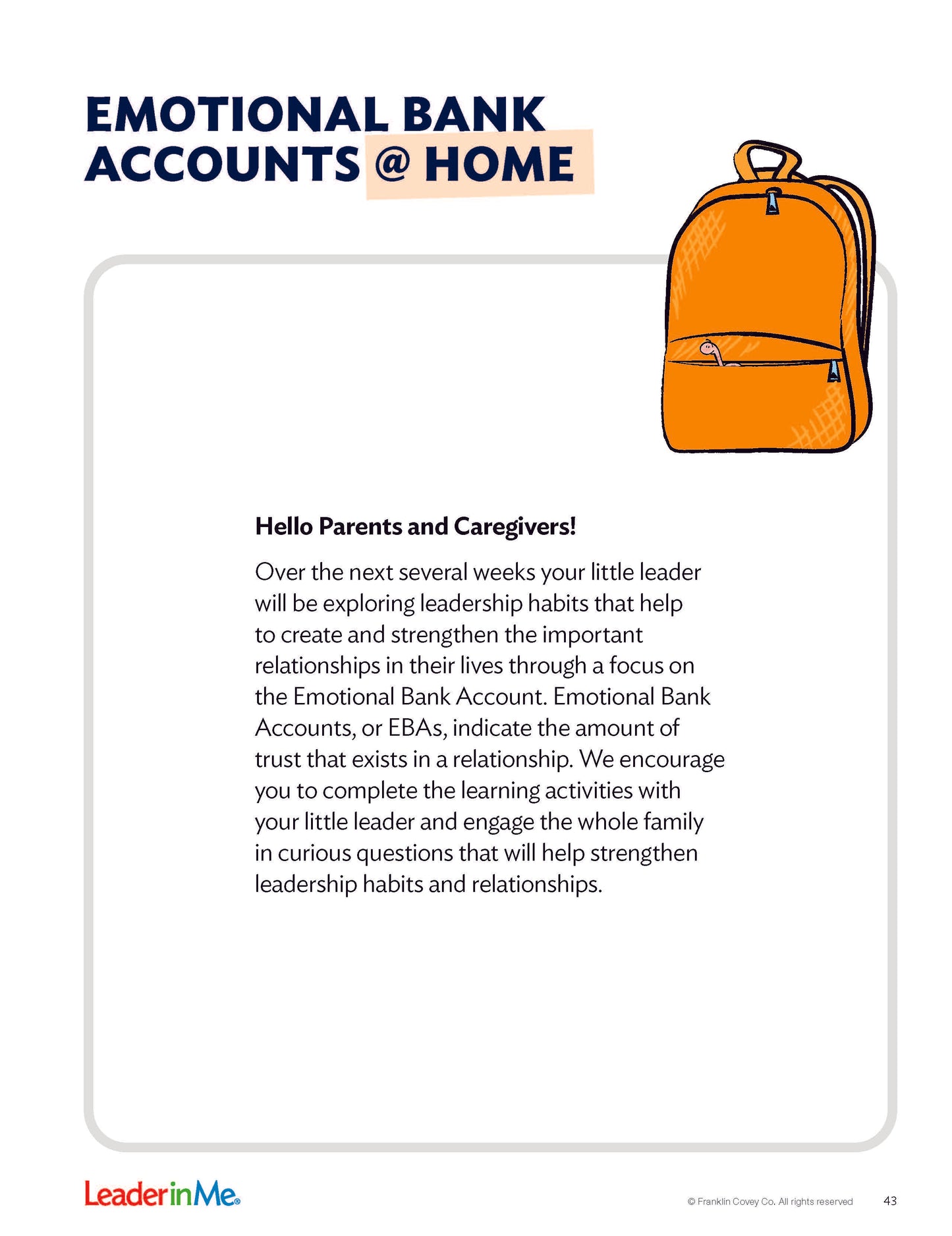 Early Learning Family and Friends: Student/Family Edition