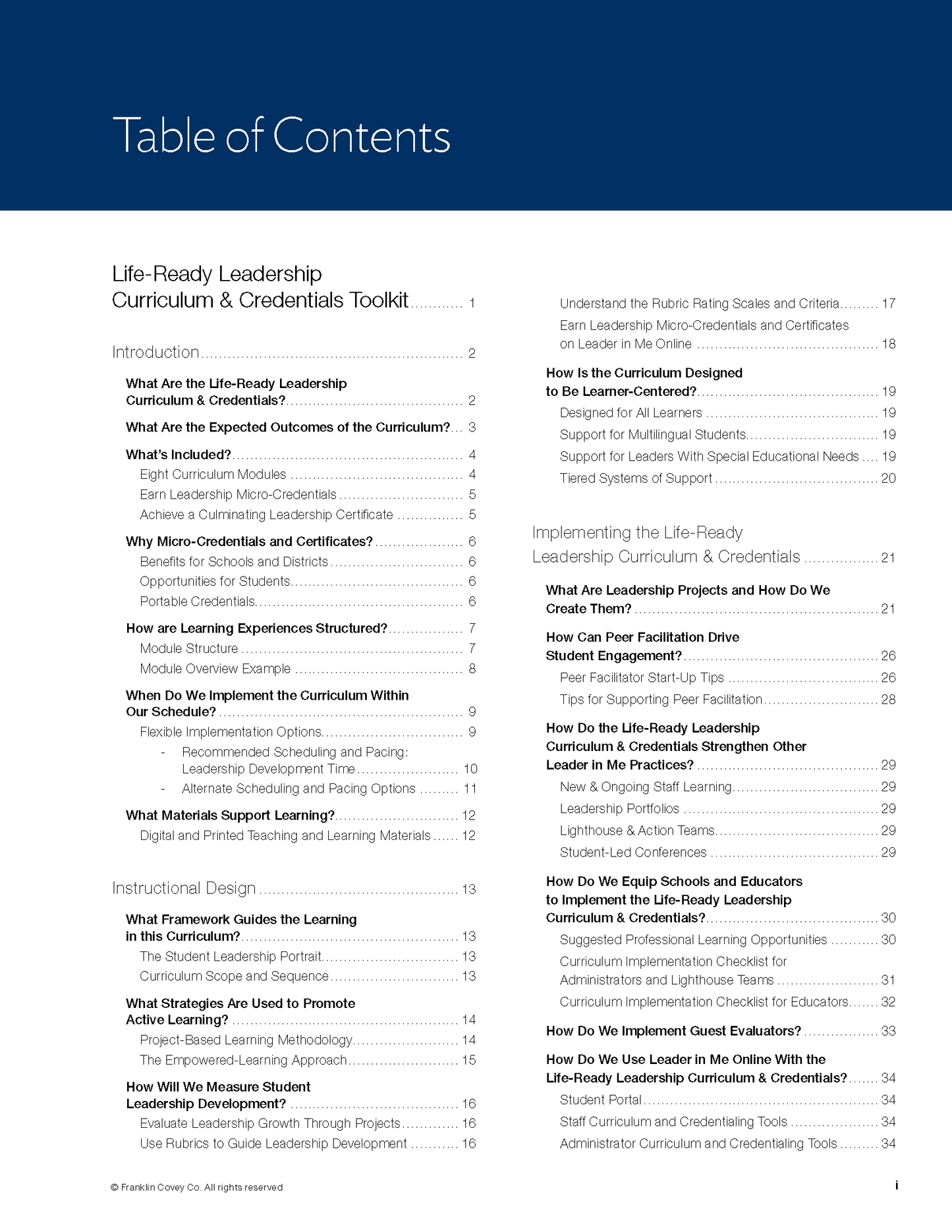Life-Ready Leadership Curriculum & Credentials Facilitator Guide