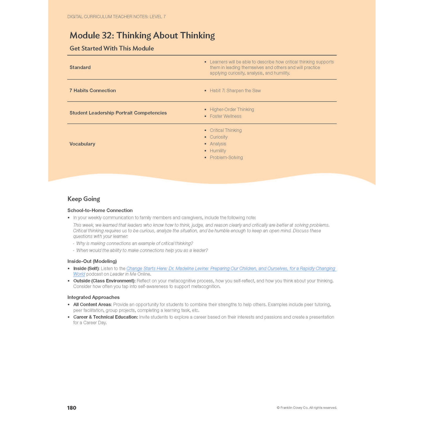 Digital Curriculum Level 7: Teacher Notes Print Edition