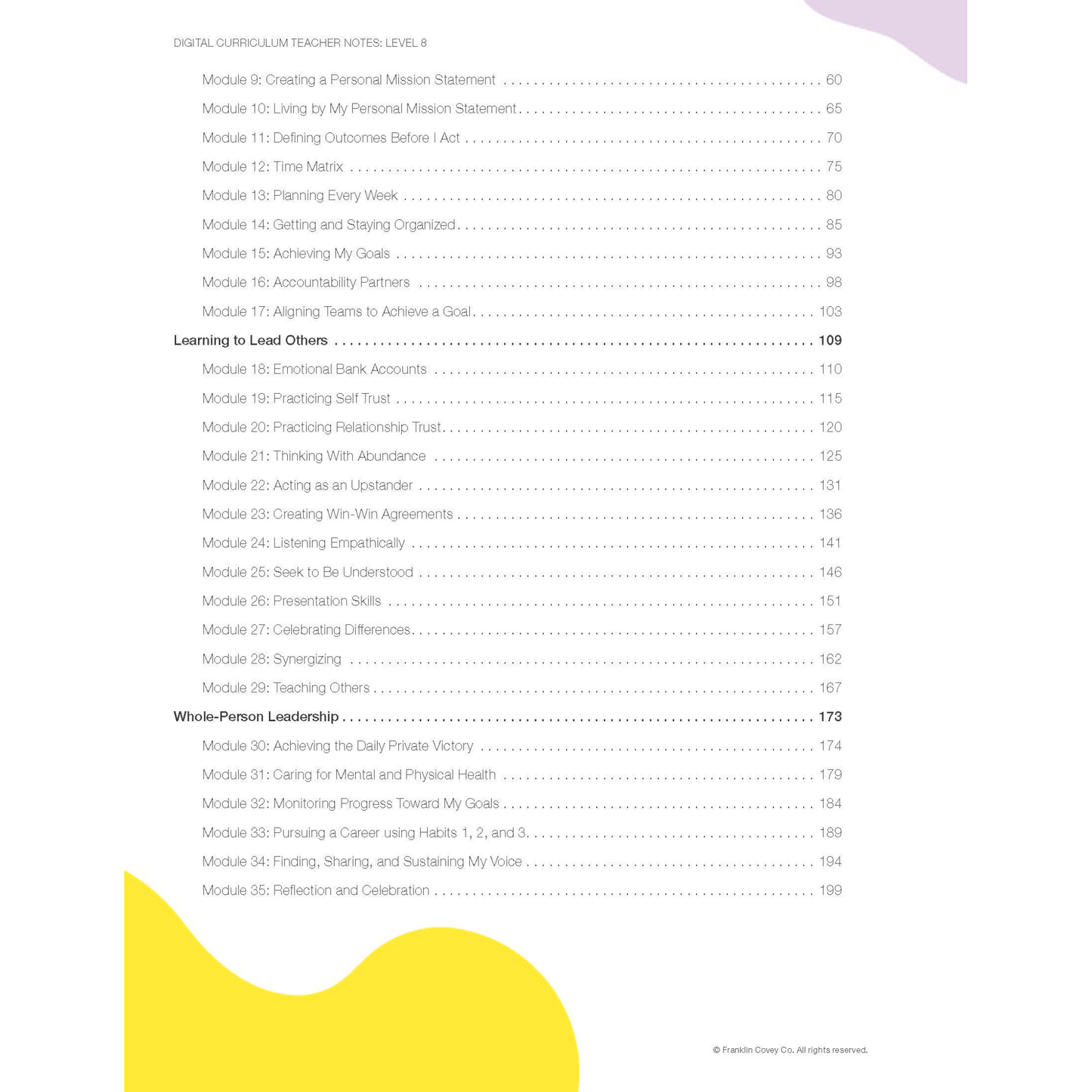 Digital Curriculum Level 8: Teacher Notes Print Edition
