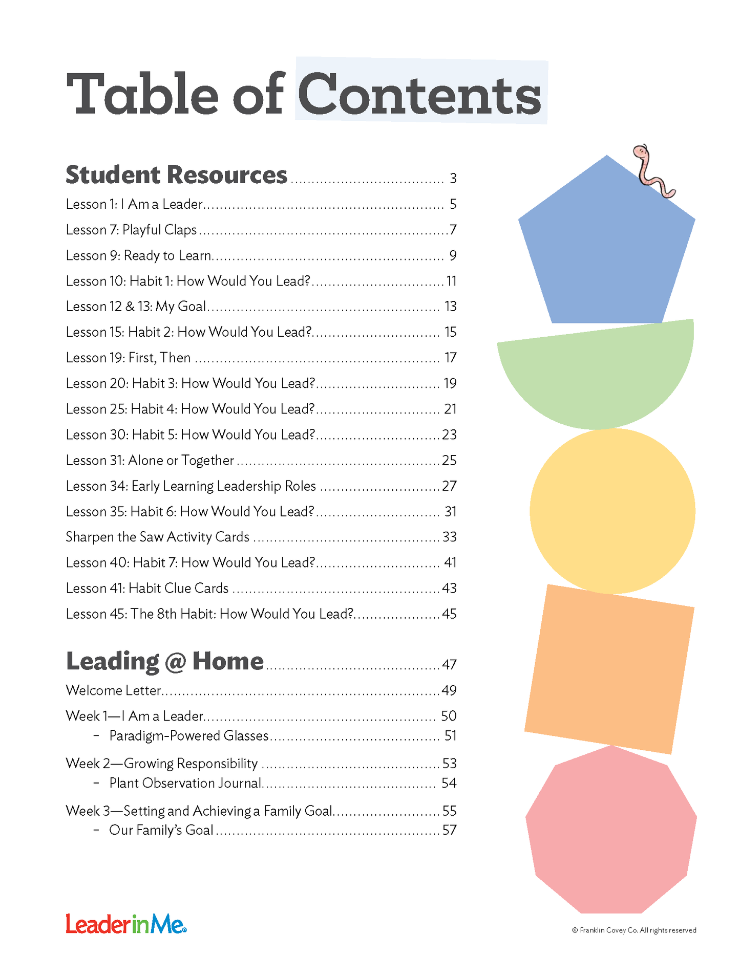 Early Learning I Am a Leader: Student/Family Edition