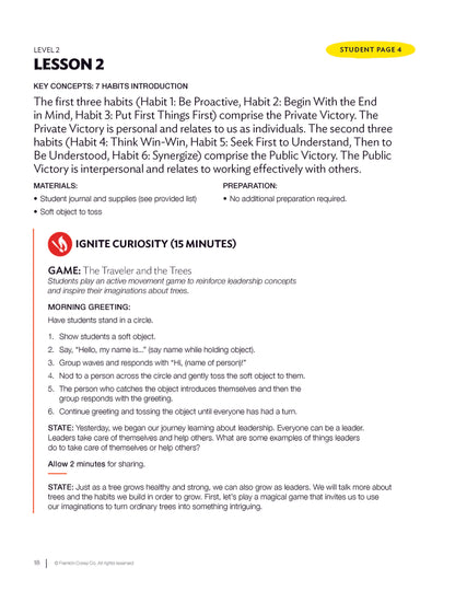 7 Habits Imagination Series Level 2: Educator Guide (NEW)