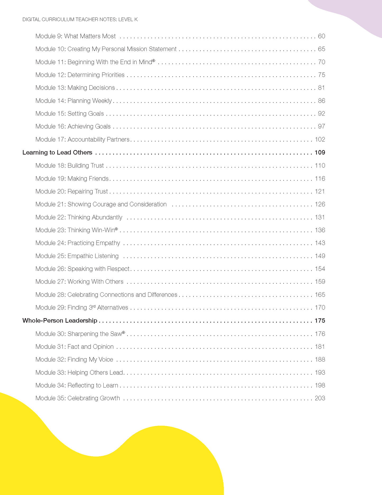 Digital Curriculum Level K: Teacher Notes Print Edition