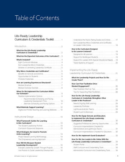 Life-Ready Leadership: Curr & Credentials Facilitator Guide