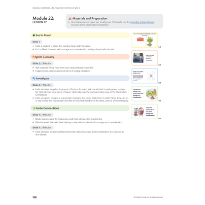 Digital Curriculum Level 2: Teacher Notes Print Edition