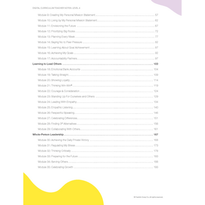 Digital Curriculum Level 4: Teacher Notes Print Edition