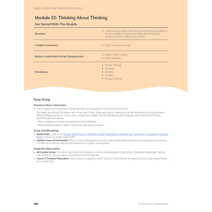 Digital Curriculum Level 7: Teacher Notes Print Edition
