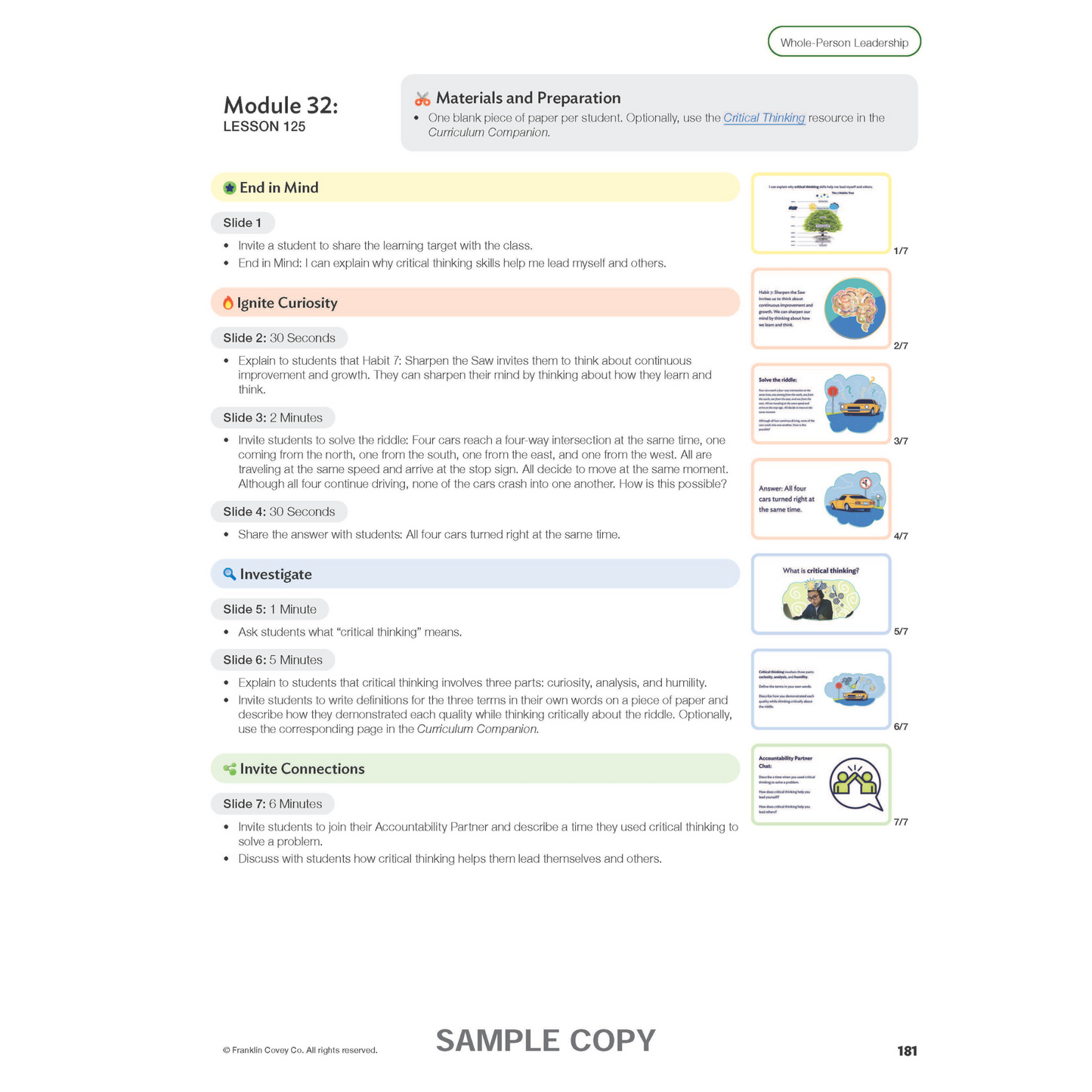 Curriculum Companion Level 7: Teacher Notes